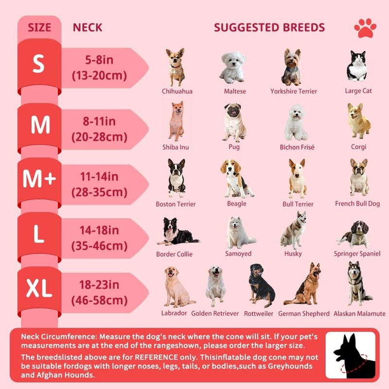 Inspack Soft Dog Cone Collar, Inflatable Cones Alternative After Surgery with Anti-Lick Shield, for Large/Medium/Small Dogs to Stop Licking, Elizabethan Neck Ecollars of Shame, Comfy Pillow Recovery, S - Image 2